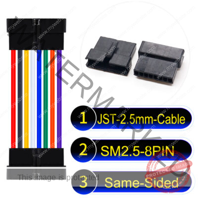 JST 2.5mm SM2.54 8Pin Female Same-Side-Head Cable