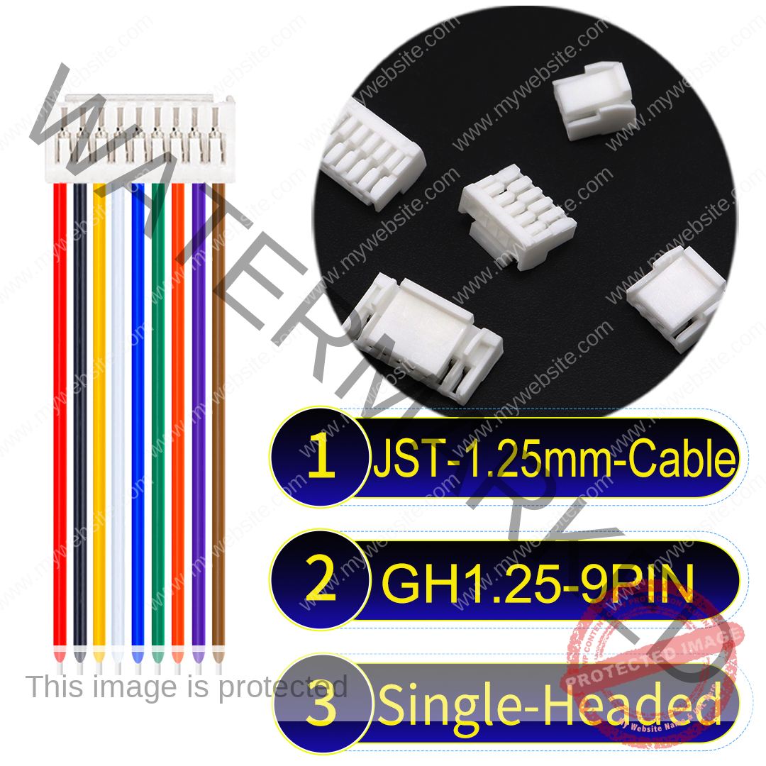 JST GH1.25mm 9-Pin Single-Headed 28AWG PVC Cable