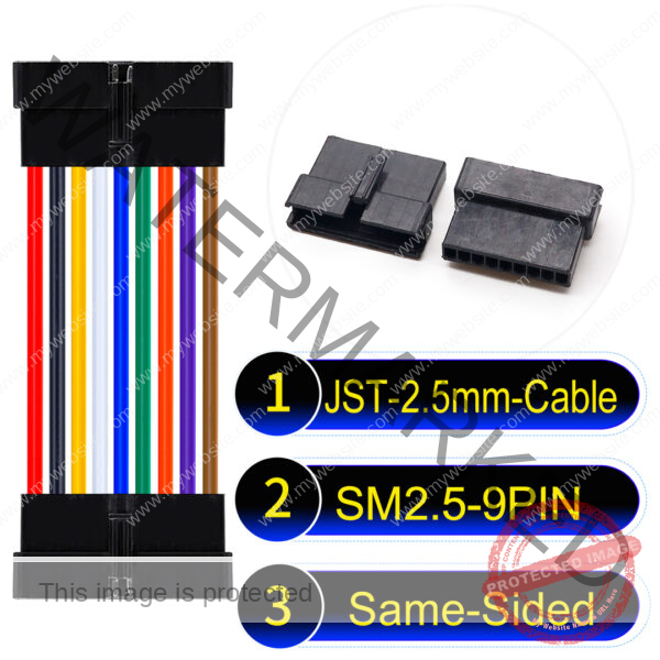 JST 2.5mm SM2.54 9Pin Female Same-Side-Head Cable