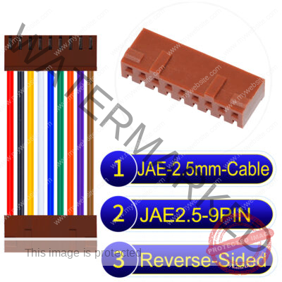 JAE 2.5mm 9-Pin Reverse-Side-Head 22AWG PVC Cable