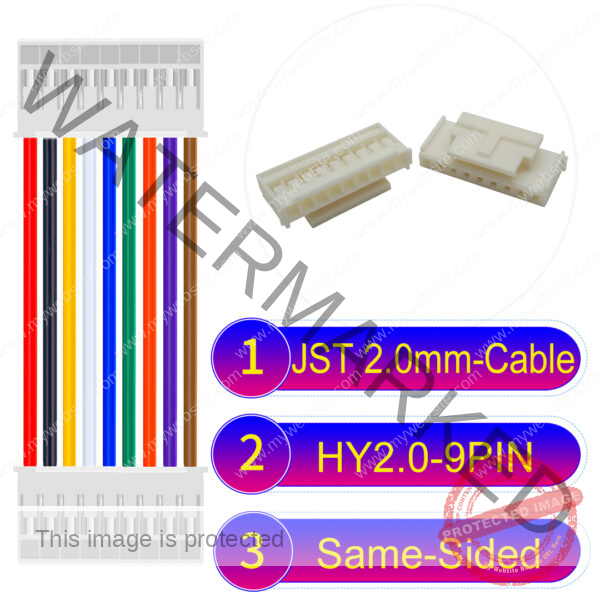 JST HY2.0mm 9-Pin Same-Side-Head 22AWG PVC Cable