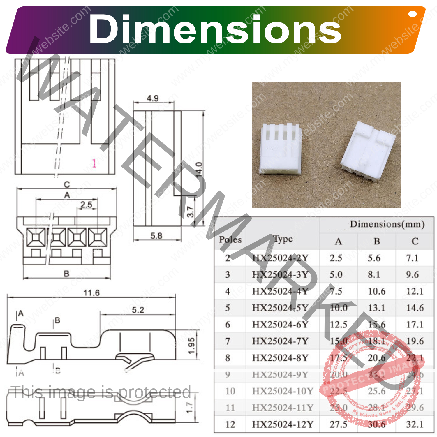 JVC EI2.5 2.5mm housing 2P 3P 4P 5P 6P 7P 8P 9P 10P 12P