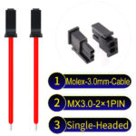 Molex MX3.0mm Dual Row 2×1Pin Male Single-Headed Micro-Fit Cable