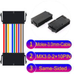 Molex MX3.0mm Dual Row 2×10Pin Female Same-Side-Head Micro-Fit Cable