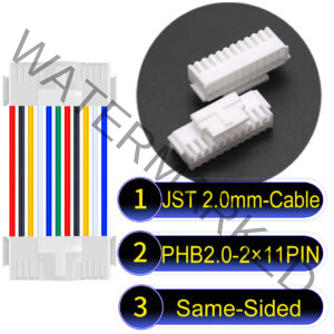 JST PHB2.0 Dual Row with Belt Lock 2×11Pin Same-Side-Head Cable