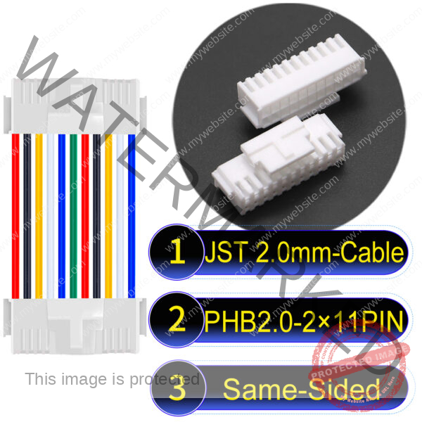 JST PHB2.0 Dual Row with Belt Lock 2×11Pin Same-Side-Head Cable