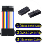 Molex MX3.0mm Dual Row 2×11Pin Male Female Extension Micro-Fit Cable