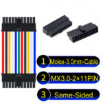 Molex MX3.0mm Dual Row 2×11Pin Male Single-Headed Micro-Fit Cable