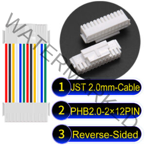 JST PHB2.0 Dual Row with Belt Lock 2×12PinReverse-Side-Headd Cable