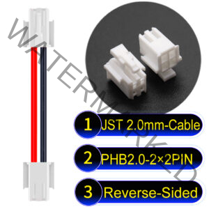 JST PHB2.0 Dual Row with Belt Lock 2×2PinReverse-Side-Headd Cable