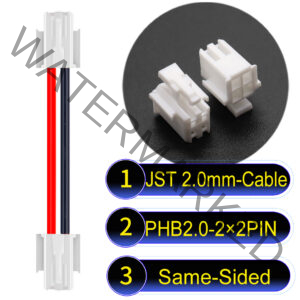 JST PHB2.0 Dual Row with Belt Lock 2×2Pin Same-Side-Head Cable