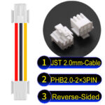 JST PHB2.0 Dual Row with Belt Lock 2×3PinReverse-Side-Headd Cable