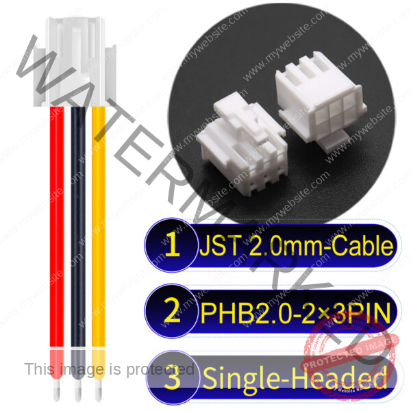 JST PHB2.0 Dual Row with Belt Lock 2×3Pin Single-Headed Cable