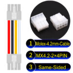 Molex MX4.2mm Dual Row 2×4Pin Mini-Fit Jr Male Same-Side-Head Cable
