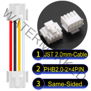 JST PHB2.0 Dual Row with Belt Lock 2×4Pin Same-Side-Head Cable