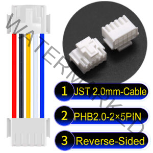 JST PHB2.0 Dual Row with Belt Lock 2×5PinReverse-Side-Headd Cable