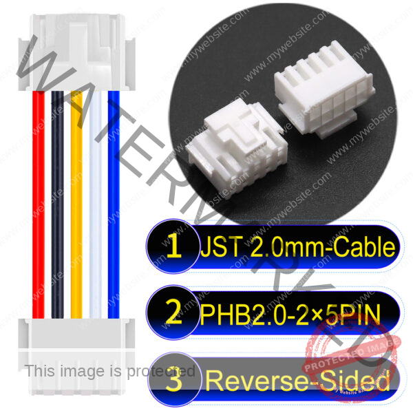 JST PHB2.0 Dual Row with Belt Lock 2×5PinReverse-Side-Headd Cable