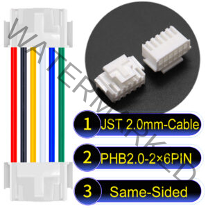 JST PHB2.0 Dual Row with Belt Lock 2×6Pin Same-Side-Head Cable