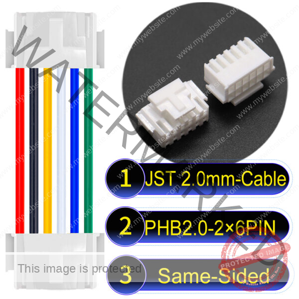 JST PHB2.0 Dual Row with Belt Lock 2×6Pin Same-Side-Head Cable