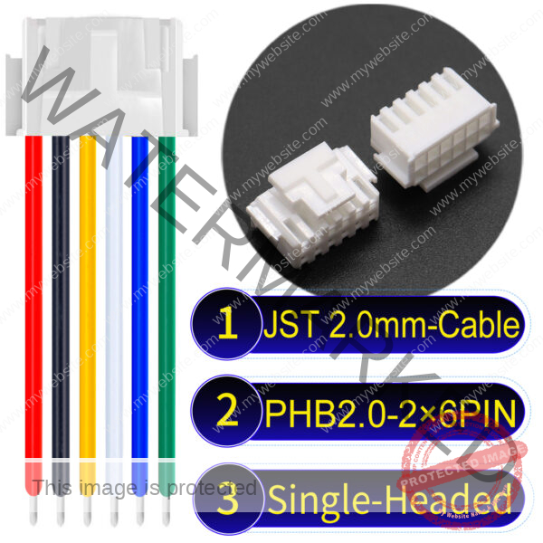 JST PHB2.0 Dual Row with Belt Lock 2×6Pin Single-Headed Cable