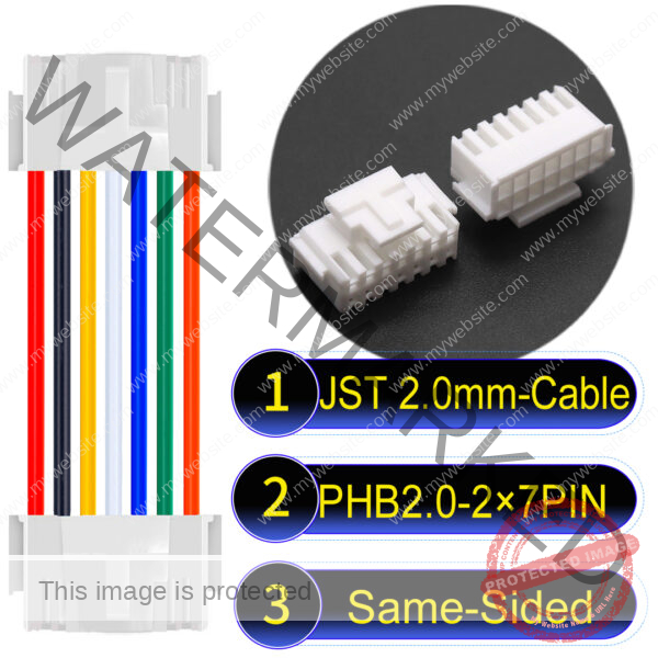 JST PHB2.0 Dual Row with Belt Lock 2×7Pin Same-Side-Head Cable