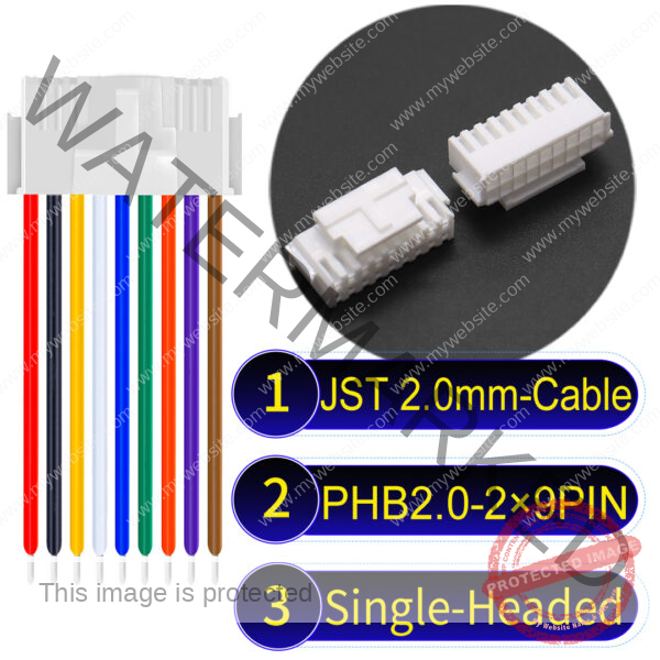 JST PHB2.0 Dual Row with Belt Lock 2×9Pin Single-Headed Cable