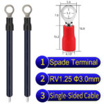 RV1.25 3mm Single-Headed ring terminal 18AWG insulated cable Black connector