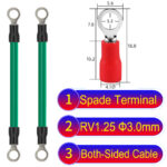 RV1.25 3mm both sided ring terminal 18AWG insulated cable Green connector