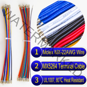 Molex KK 254 2.5mm pre-crimped terminal cable 22AWG PVC wire