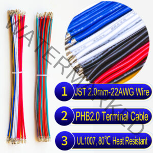 JST PHB locking 2.0mm terminal cable with 22AWG UL1007 PVC wire