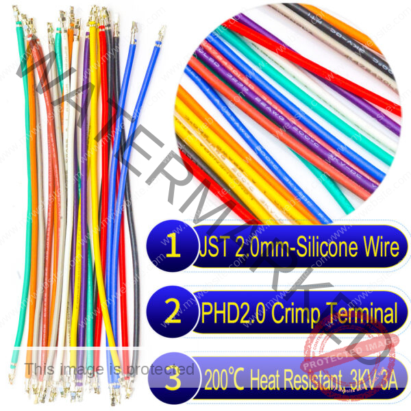 JST PHD 2.0mm pre-crimped terminal silicone cable