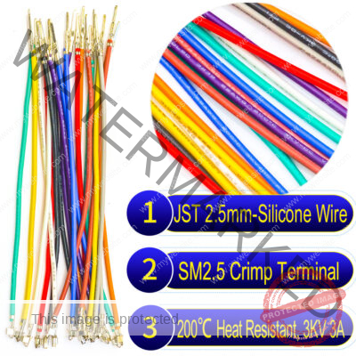 JST SM 2.5mm pre-crimped terminal silicone cable