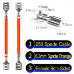 6.3mm spade terminals Cable both sided Orange