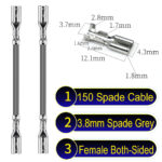 3.8mm spade connectors both sided Cable Grey for wiring projects