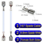 4.8mm pade terminal Cable both sided White
