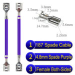 4.8mm spade terminal Cable both sided Purple