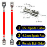 6.3mm spade terminals Cable both sided Red
