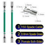 3.8mm spade connectors both sided Cable Green for wiring projects