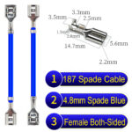 4.8mm spade terminal Cable both sided Blue