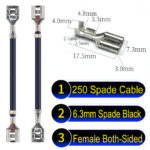 6.3mm spade terminals Cable both sided Black