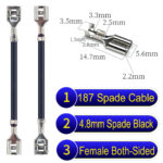 4.8mm spade terminal Cable both sided Black